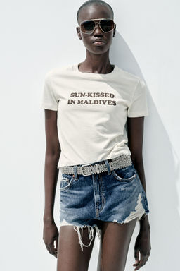 WASHED T-SHIRT WITH SLOGAN