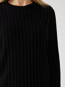 Bisiklet Yaka ?izgili Kad?n Triko Kazak