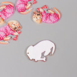 Цена за 5 шт. Декор для творчества акрил «Щеночек в пижамке сладко спит с косточкой», 2.5×3.4×0.2 см