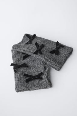 KNITTED MITTENS WITH VELVET BOWS - Zara фото 2
