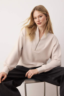 Tas Fermuarl? Dik Yaka Relaxed Orme Sweatshirt TWOAW26SW00031 - Trendyolmilla фото 2