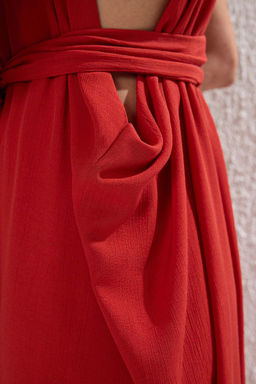 Kiremit Dokuma Buzgulu Maxi Plaj Elbise TBESS25EL00086 - Trendyolmilla фото 3