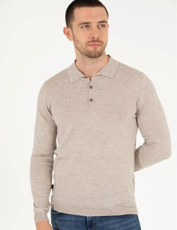 Ta_ Slim Fit Polo Yaka Y_n Kar___ml_ Basic Triko Kazak
