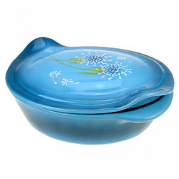 Лоток для запекания керамический "Трапеза" 2,2л, 30х22х11,5см, "Расторопша", средний, овальный, с ручками, с крышкой (Россия)