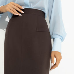 Юбка с разрезом Дерзкая элегантность (коричневая) - Charutti фото 3