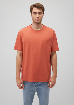 Cep Detayl? Turuncu Basic Tisort - Mavi фото 3