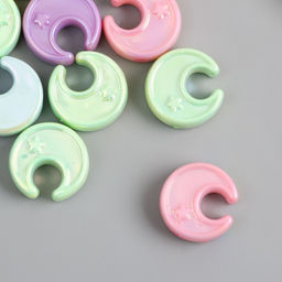 Цена за 10 шт. Бусина для творчества пластик «Месяц. Перламутровый глянец», 0.8×2.3×2.3 см, МИКС