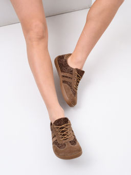 Кеды босоногие натуральная замша коричневые 184.natabr.Серо-коричневая замша+коричневый джангл/Кожа