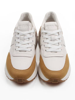 03-H90996-A6 WHITE /LT. BROWN Кроссовки мужские (натуральная кожа, нубук) - Фабричный китай фото 2