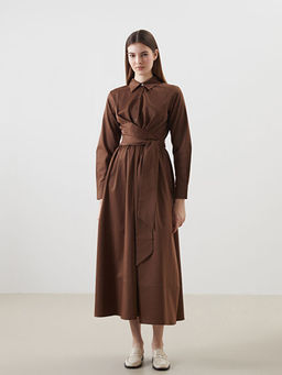 G?mlek Yaka Poplin Elbise