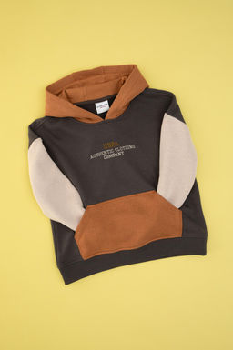 Erkek _ocuk Gri Kap__onlu Sweatshirt