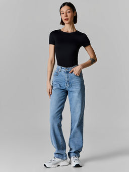 Джинсы прямые женские голубые