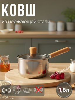 Ковш 16см нерж. с деревянной ручкой OLS-410-2