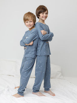 К 1621/синий джинс,звездочки пижама дет
