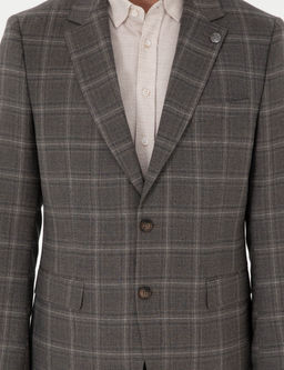 Kahverengi Slim Fit Ekose Y_nl_ Tak_m Elbise