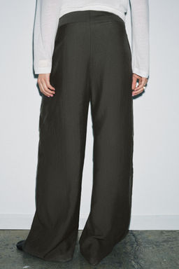 PANTAL?N WIDE LEG PLIEGUES ZW COLLECTION / Khaki - Zara фото 3