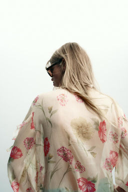 SEMI-SHEER FLORAL PRINT SHIRT - Zara фото 5