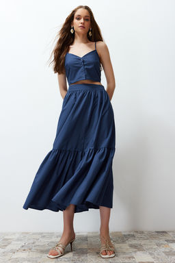 TRENDYOLMILLA Indigo Klos Pamuklu Maxi Boy Dokuma Etek TWOSS24ET00059  фото 2