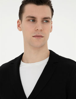 Siyah Slim Fit Y_n Kar___ml_ D__meli Triko H_rka - Pierre cardin фото 2