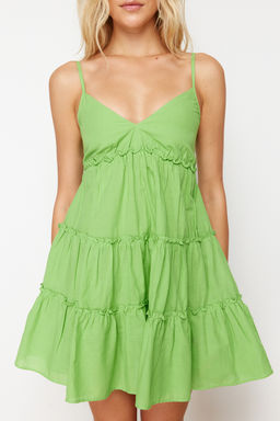 TRENDYOLMILLA Siyah Mini Dokuma %100 Pamuklu Plaj Elbisesi TBESS24EL00069  фото 3