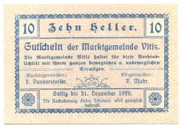 10 геллеров 1920 года Австрия  Нотгельд