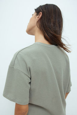 Pijama corto de dos piezas en tejido gofrado - H&m фото 3