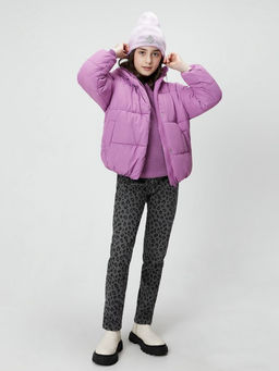 ACOOLA / Брюки джинсовые (утепленные) детские для девочек Lama серый принт