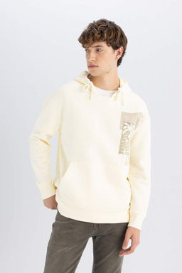 Толстовка свободного кроя с капюшоном и принтом