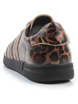 03-B6C-7PC BROWN/LEOPARD Кеды женские (натуральная кожа)