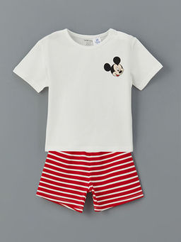 Mickey Mouse Bask?l? Erkek Bebek ?ortlu Tak?m