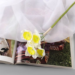 Цветы искусственные Нарцисс люкс, h=30 см, d цветка - 5 см, 6 штук в связке, бело-жёлтые - Poetry in flowers фото 2