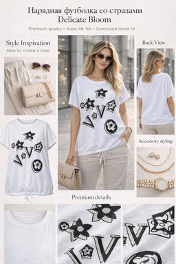 Нарядная футболка Graphic Bloom арт. А1025