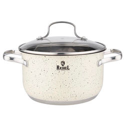 Кастрюля 4,7л из нержавеющей стали со стекл. кр., 22х12,5см (R-407в) /Rashel/