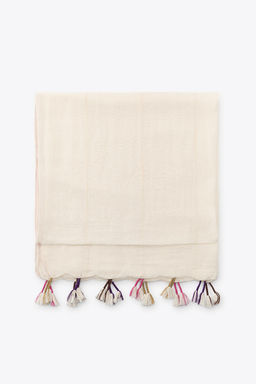 SCARF WITH LINEN BLEND POM-POMS - Zara фото 3