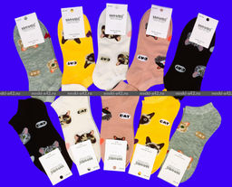 Цена за 10 пар. МИНИBS носки женские укороченные Кошки 36-41 (фактически 36-40) - Weiwei фото 2