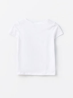 Bisiklet Yaka Bask?l? K?sa Kollu K?z ?ocuk Ti??rt - Waikiki фото 2