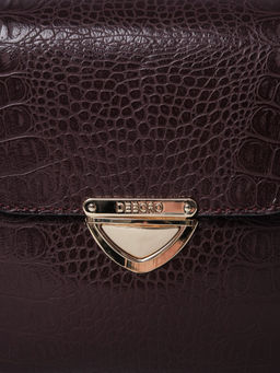 Сумка кожаная через плечо Deboro 3158 пурпур крок