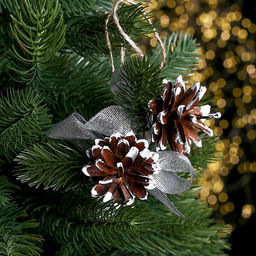 Подвеска новогодняя на ёлку «Шишка и веточка» набор 2 шт.