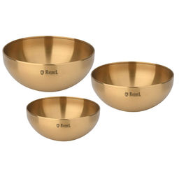 Набор мисок Rashel R-692 из нержавеющей стали, 3 шт. d= 15/18/20 см цвет: золото
