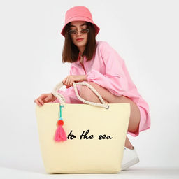 Сумка пляжная Into the sea, 50*34,5*14 см, бежевый цвет - Nazamok фото 12