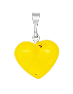 Кулон-сердце из натурального янтаря светло-медового цвета