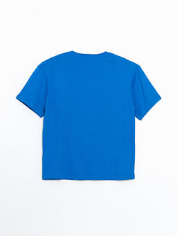 Bisiklet Yaka Bask?l? Penye Erkek Ti??rt