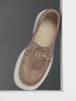 Лоферы туфли 173.1453be.Коричневый капучино замша