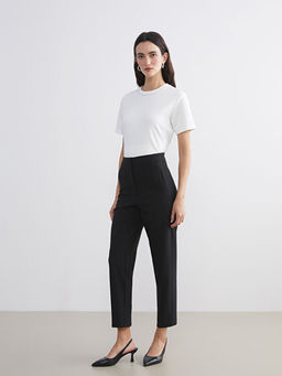 Y?ksek Bel Cigarette Kad?n Pileli Pantolon