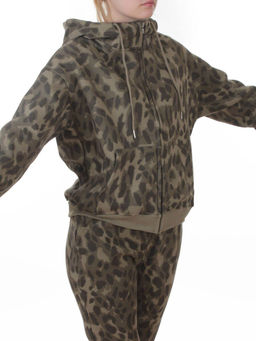 869-3 GREEN/LEOPARD Костюм спортивный зимний женский (95% хлопок, 5% полиэстер)