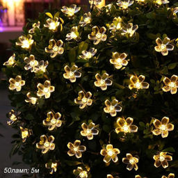 Гирлянда с питанием от солнечных элементов Цветочки / FN-690 /уп 50/ 5 метров 50 ламп 7 режимов - ГалеонТрейд фото 6