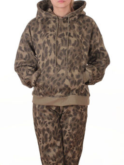 868-6 GREEN/LEOPARD Костюм спортивный зимний женский (95% хлопок, 5% полиэстер)