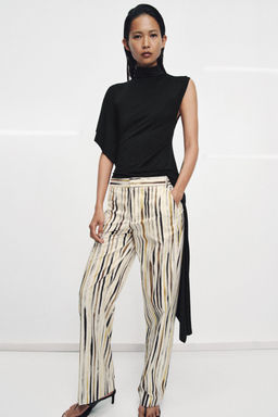 PANTAL?N POPEL?N RAYAS ZW COLLECTION / Marr?n / Crudo - Zara фото 2