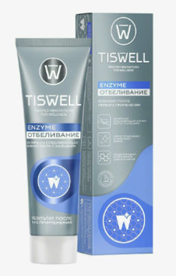 TISWELL зубн.паста 110гр Отбеливающая энзимная от темного налета и камня с кальцием и фтором