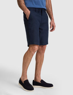 Lacivert Slim Fit %100 Keten Beli Lastikli Kordonlu Dokuma _ort